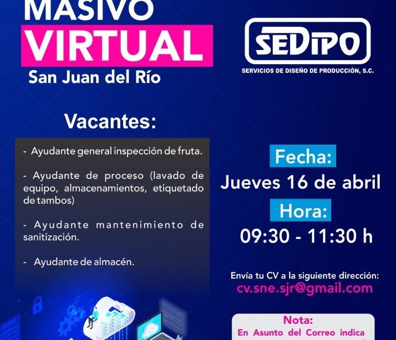 Secretaría del Trabajo impulsa contratación inmediata a través de reclutamiento virtual en San Juan del Río