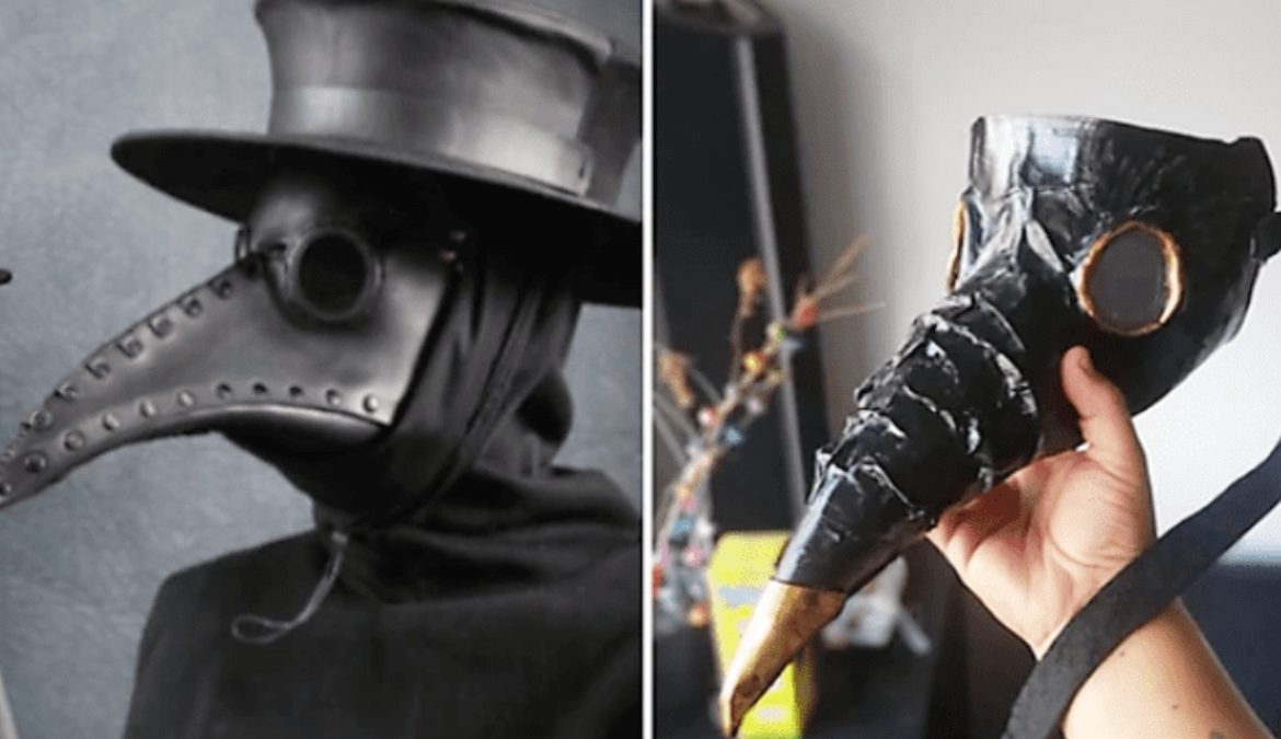 Joven crea máscara inspirada en la peste negra