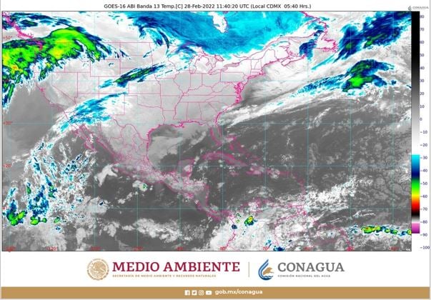 Durante este día se pronostican lluvias puntuales muy fuertes en Oaxaca y Veracruz, y fuertes en sitios de Chiapas y Tabasco