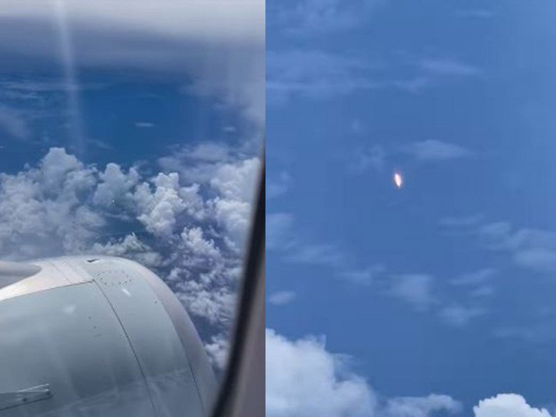 «Es su día de suerte»: Pasajeros de avión captan lanzamiento de cohete rumbo al espacio