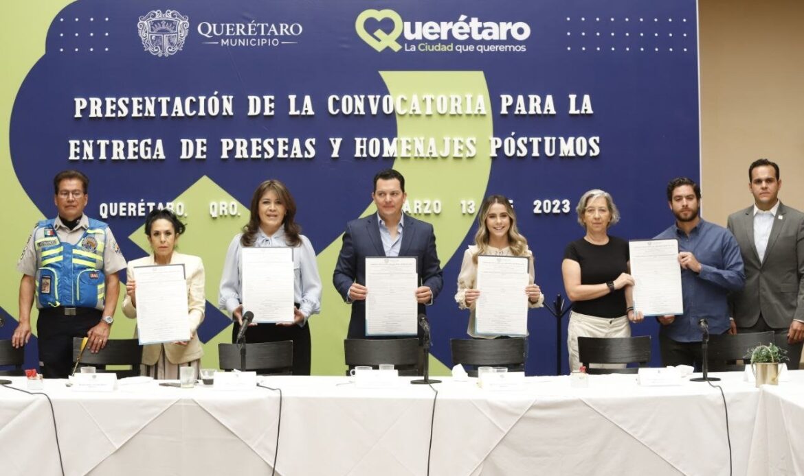 Anuncia el Ayuntamiento de Querétaro la convocatoria para la Entrega de Preseas y Homenajes Póstumos