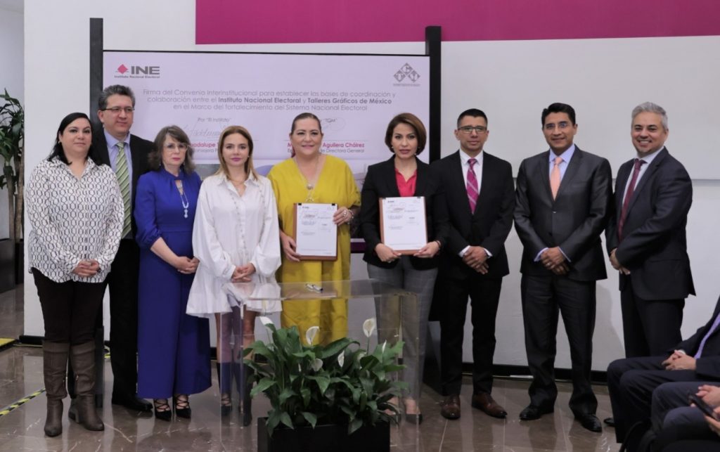 Firma INE con Talleres Gráficos de México convenio marco para la impresión de 312 millones de boletas del PEF 2024