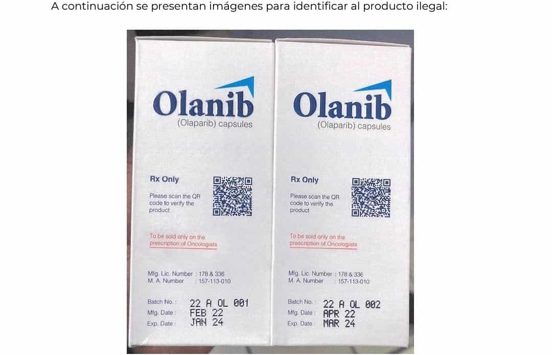 Emite COFEPRIS alerta Sanitaria por la Comercialización ilegal del producto Olanib (olaparib)